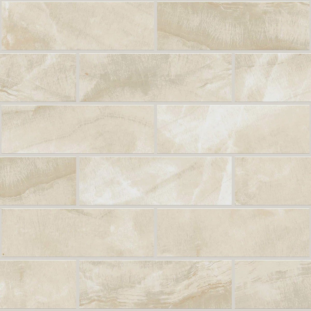 Gemma Beige Onyx Honed 2x6 Marble Look Porcelain Mosaics 12x12 mosaic sheet