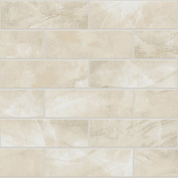 Gemma Beige Onyx Polished 2x6 Marble Look Porcelain Mosaics 12x12