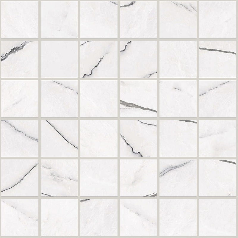 Gemma Bianca Honed 2x2 Marble Look Porcelain Mosaics 12x12 mosaic sheet