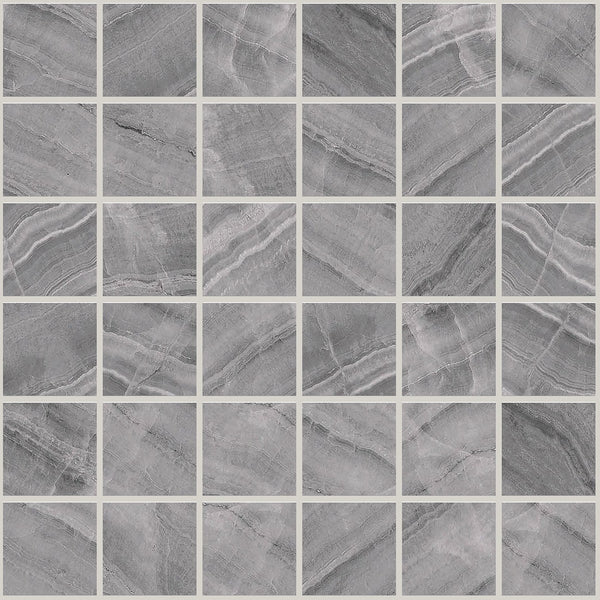 Gemma Grey Onyx Honed 2x2 Marble Look Porcelain Mosaics 12x12