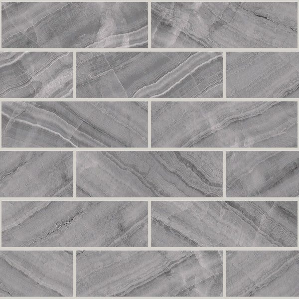 Gemma Grey Onyx Honed 2x6 Marble Look Porcelain Mosaics 12x12