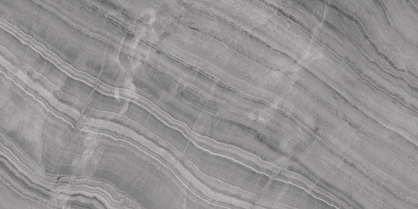 Gemma Grey Onyx Polished Marble Look Bullnose Porcelain Trim 3x24