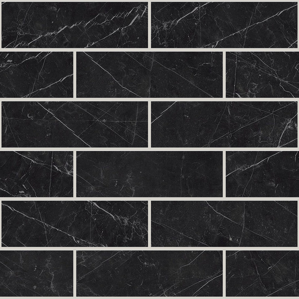 Gemma Notte Honed 2x6 Marble Look Porcelain Mosaics 12x12 mosaic sheet