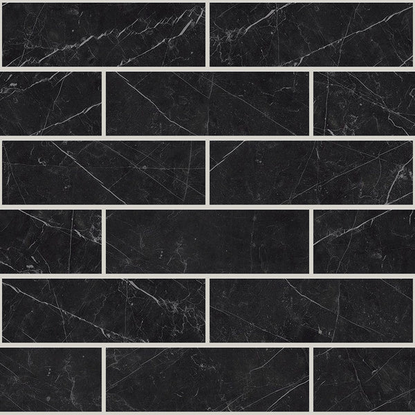 Gemma Notte Honed 2x6 Marble Look Porcelain Mosaics 12x12