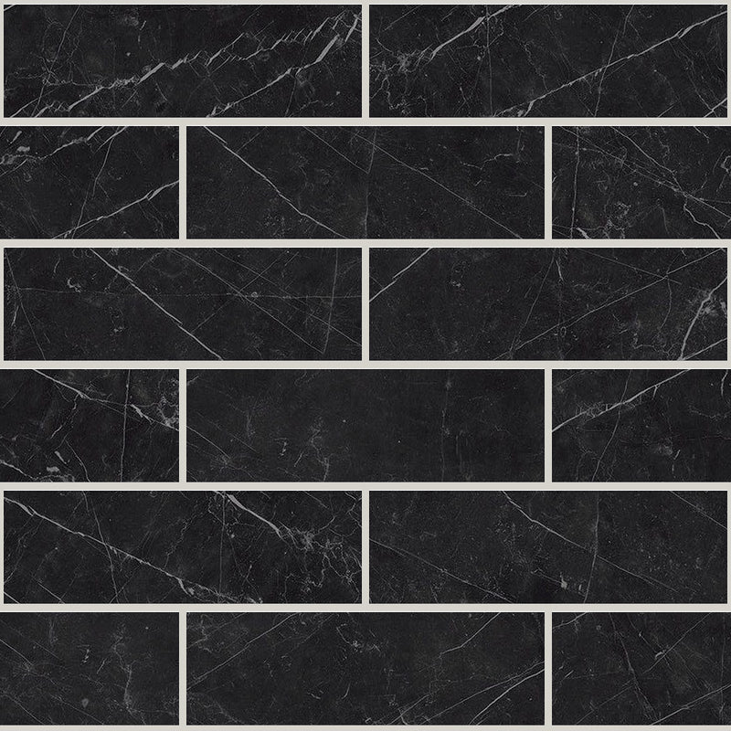 Gemma Notte Honed 2x6 Marble Look Porcelain Mosaics 12x12 mosaic sheet