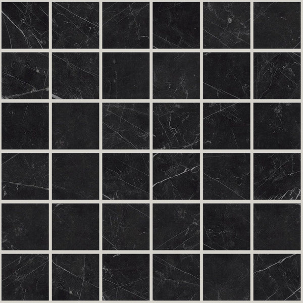 Gemma Notte Polished 2x2 Marble Look Porcelain Mosaics 12x12
