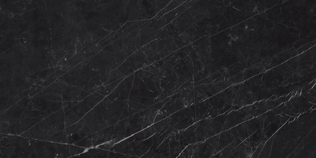 Gemma Notte Polished Marble Look Porcelain Tiles 24x48 close up