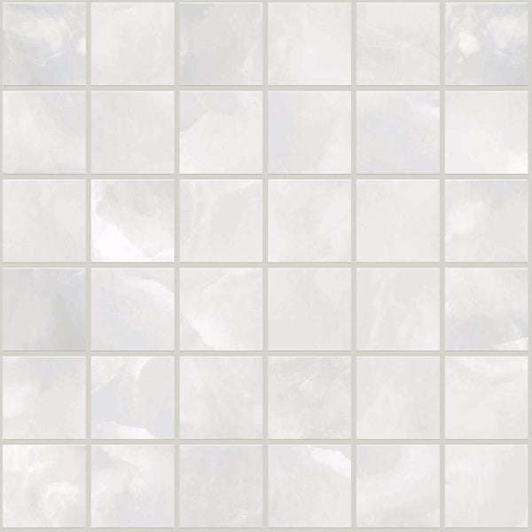 Gemma White Onyx Honed 2x2 Marble Look Porcelain Mosaics 12x12