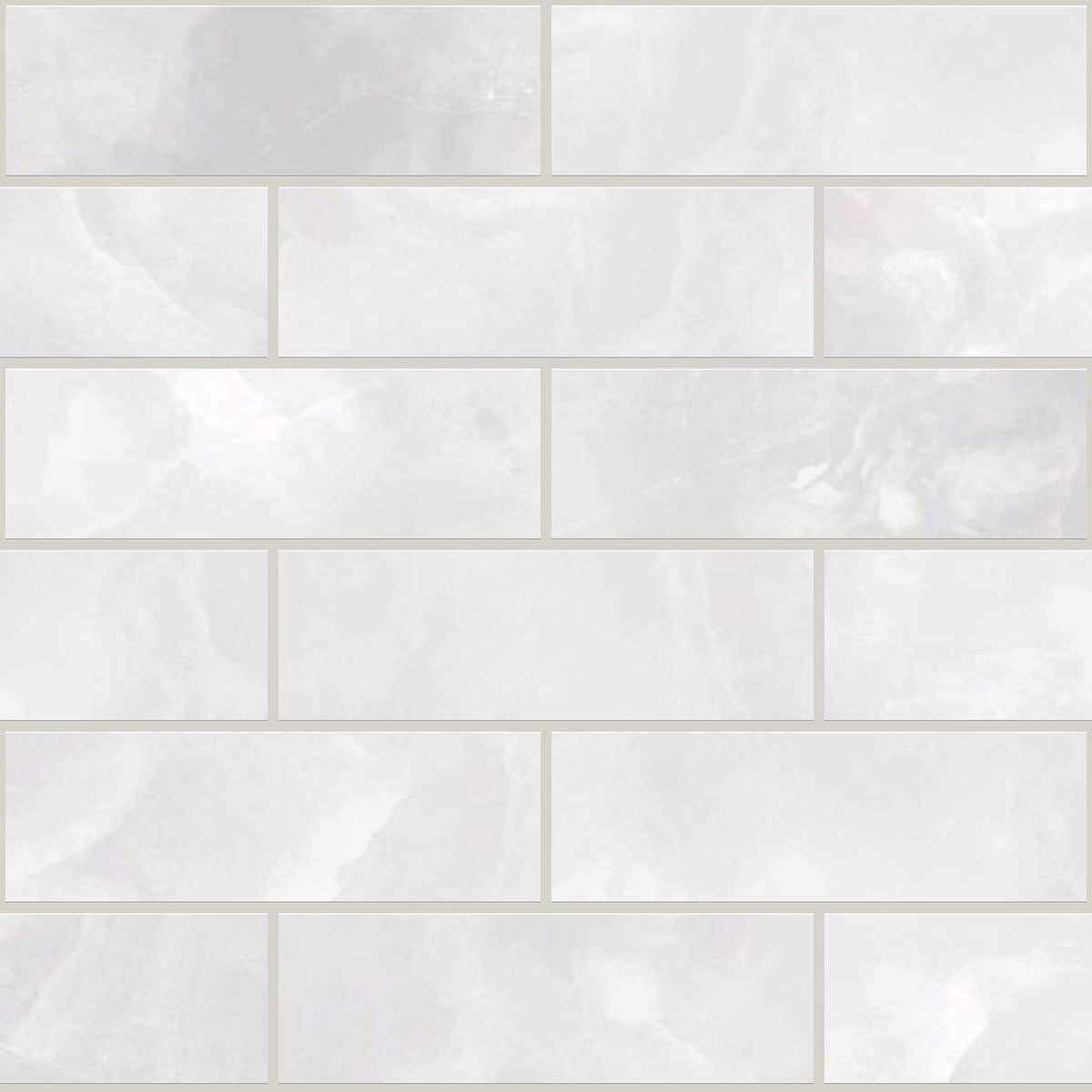 Gemma White Onyx Honed 2x6 Marble Look Porcelain Mosaics 12x12 mosaic sheet