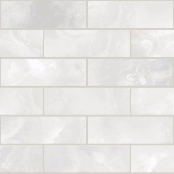 Gemma White Onyx Honed 2x6 Marble Look Porcelain Mosaics 12x12