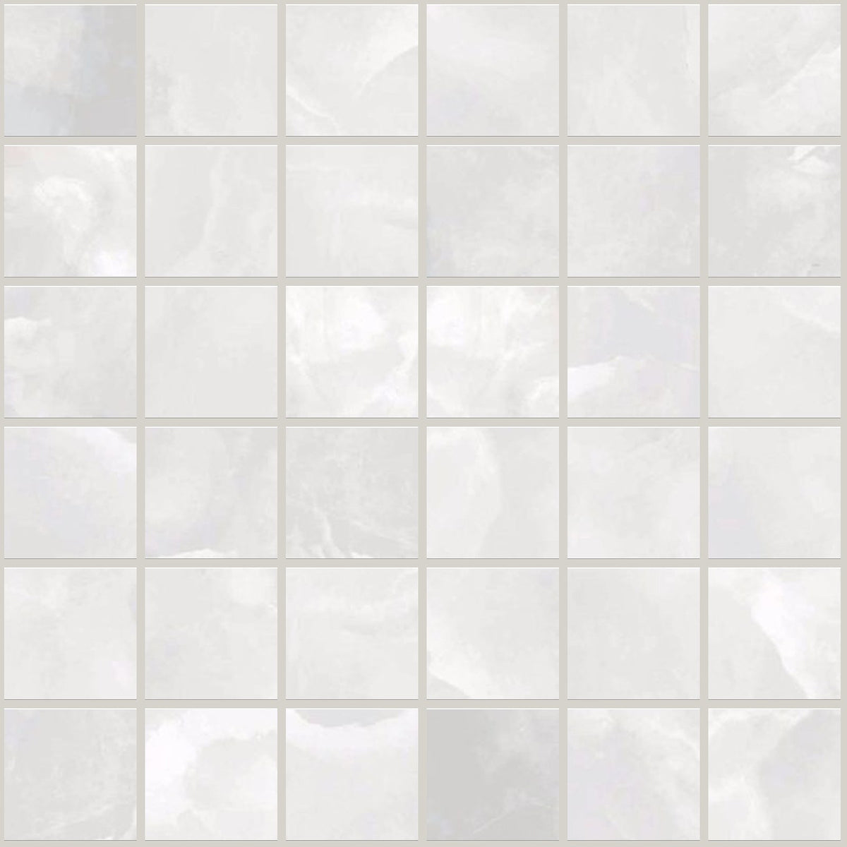 Gemma White Onyx Polished 2x2 Marble Look Porcelain Mosaics 12x12 mosaic sheet