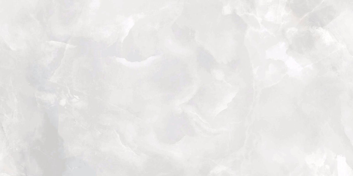 Gemma White Onyx Polished Marble Look Porcelain Tiles 12x24 close up