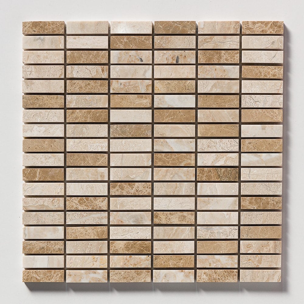 Geneve Tumbled 5/8x2 Marble Mosaics 12x12 Marble Tumbled 12x12 Mosaics