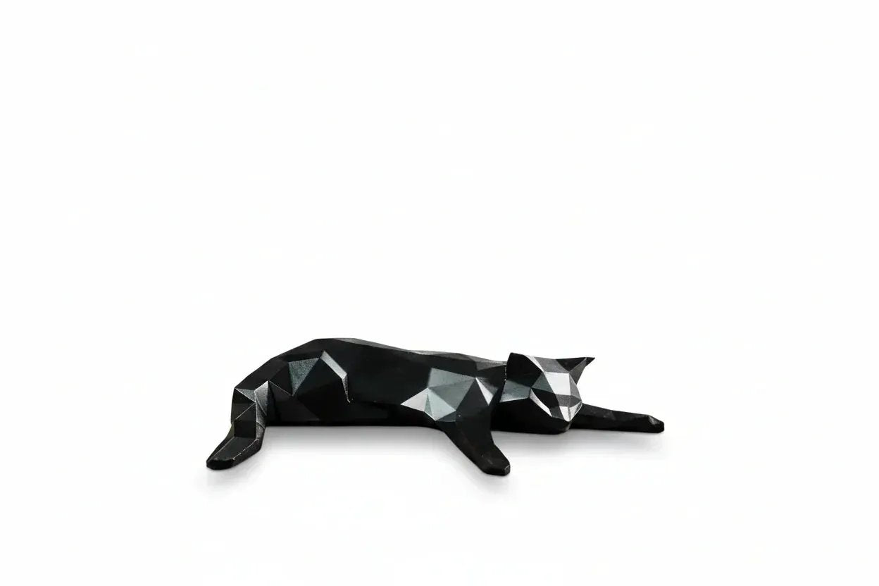 Geometric Lying Cat Figurine by House Of Avana
