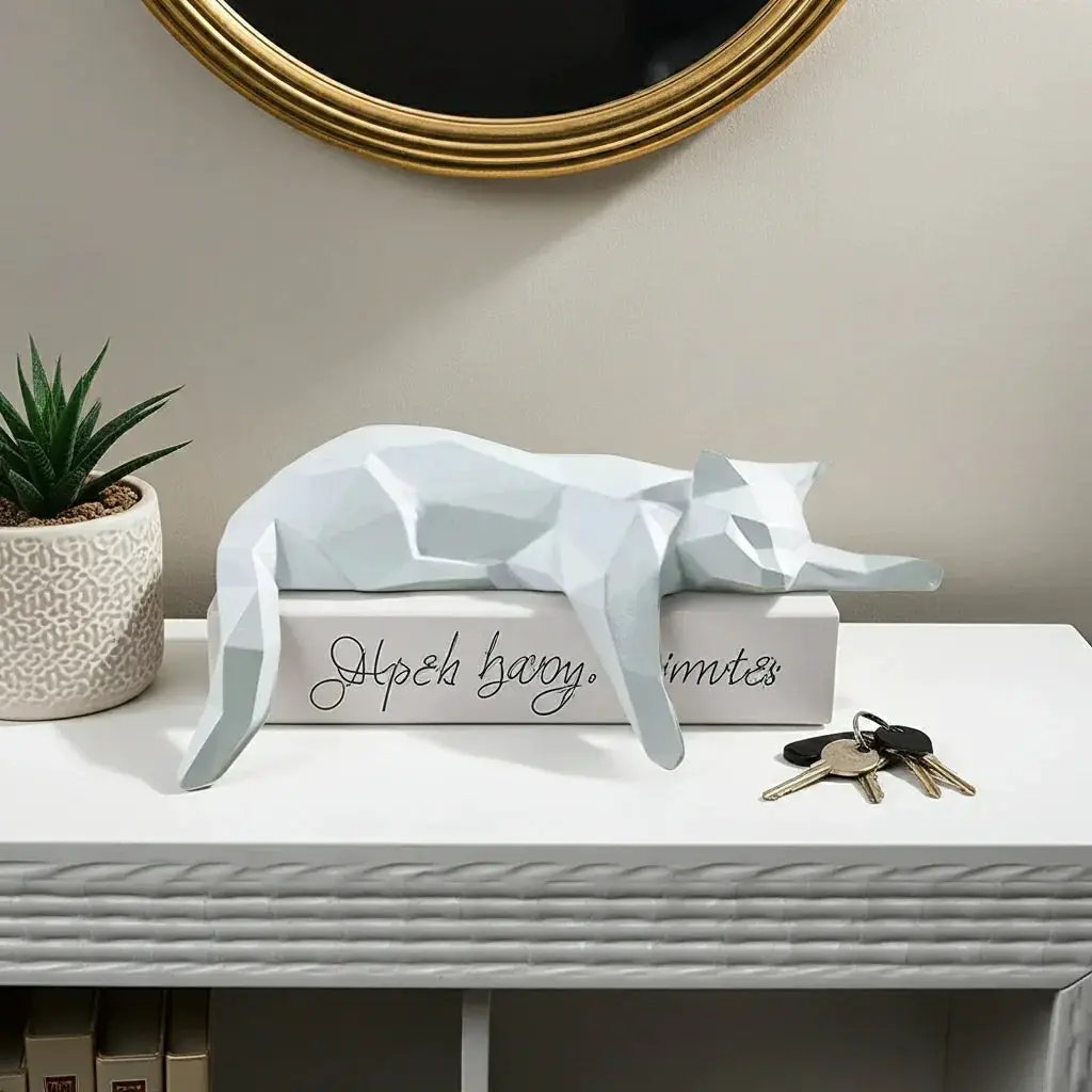 Geometric Lying Cat Figurine by House Of Avana