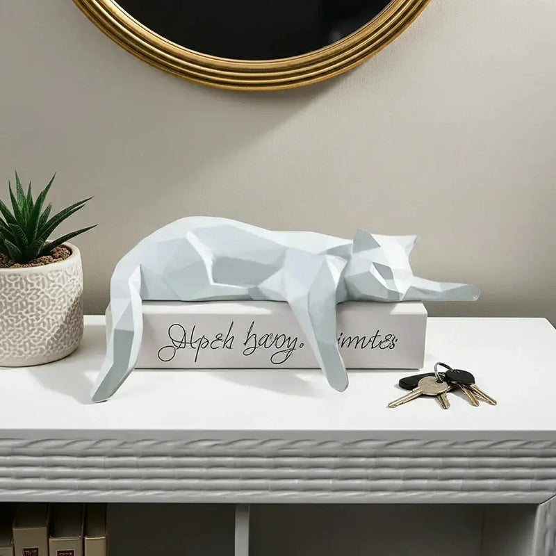 Geometric Lying Cat Figurine by House Of Avana