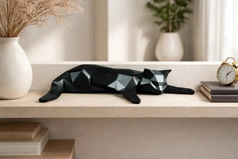 Geometric Lying Cat Figurine by House Of Avana