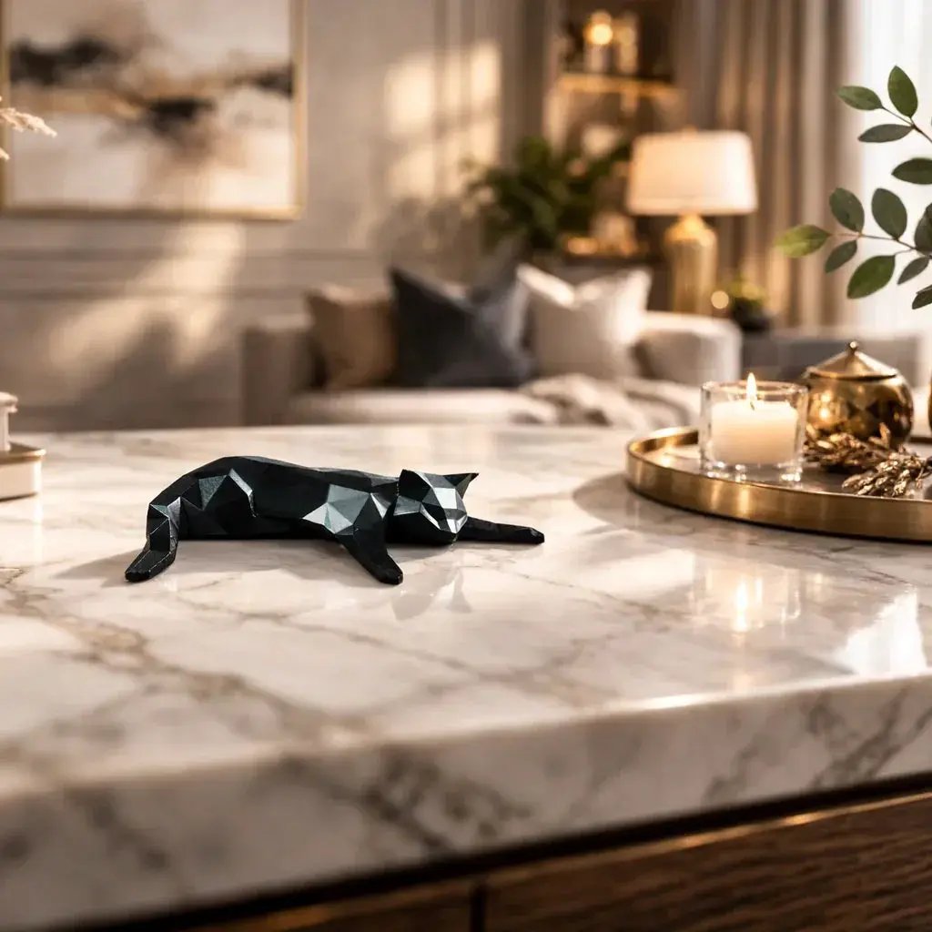Geometric Lying Cat Figurine by House Of Avana