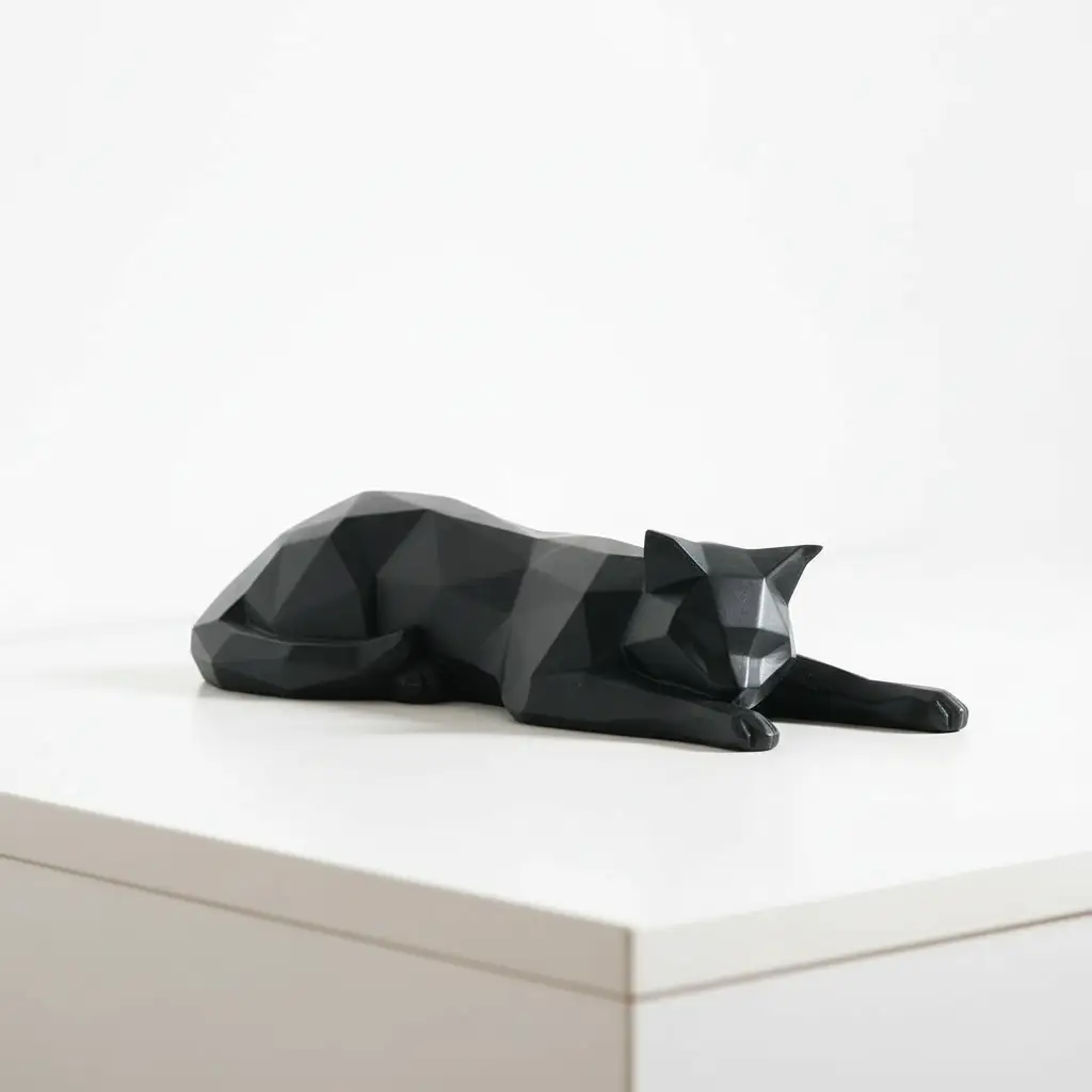 Geometric Lying Cat Figurine by House Of Avana