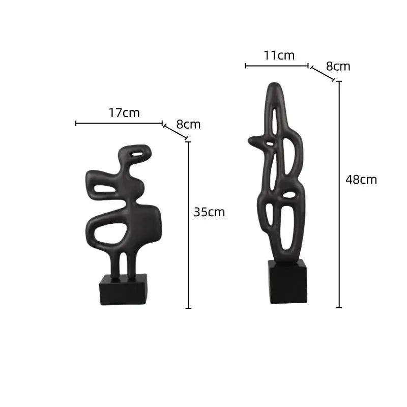 Modern Abstract Black Sculpture Statue for Contemporary Home Decor by House Of Avana
