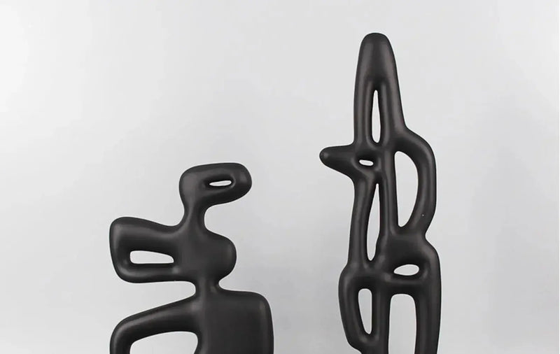 Modern Abstract Black Sculpture Statue for Contemporary Home Decor by House Of Avana