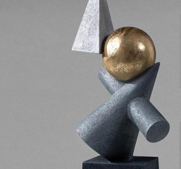 Abstract Geometric Sculpture Gold Leaf Accents for Your Living Room by House Of Avana