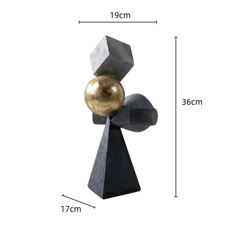 Abstract Geometric Sculpture Gold Leaf Accents for Your Living Room by House Of Avana
