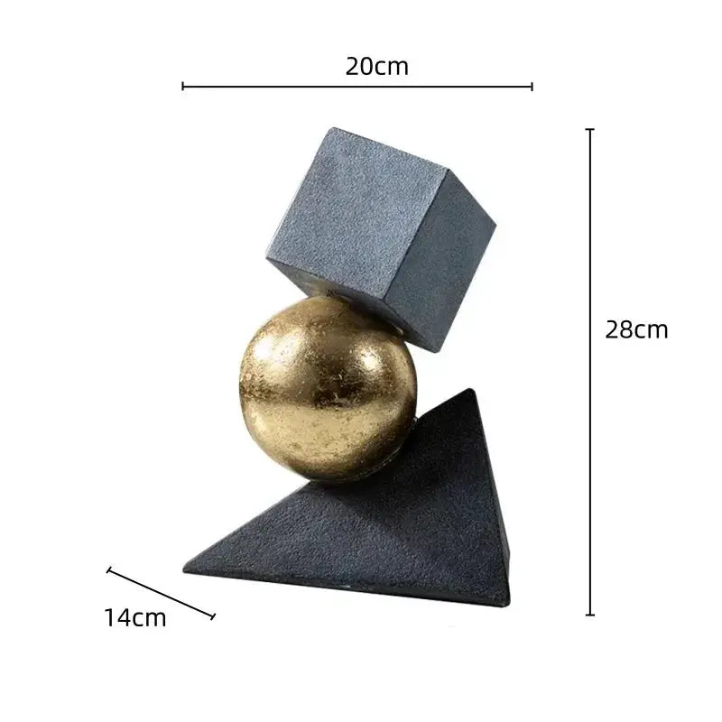 Abstract Geometric Sculpture Gold Leaf Accents for Your Living Room by House Of Avana