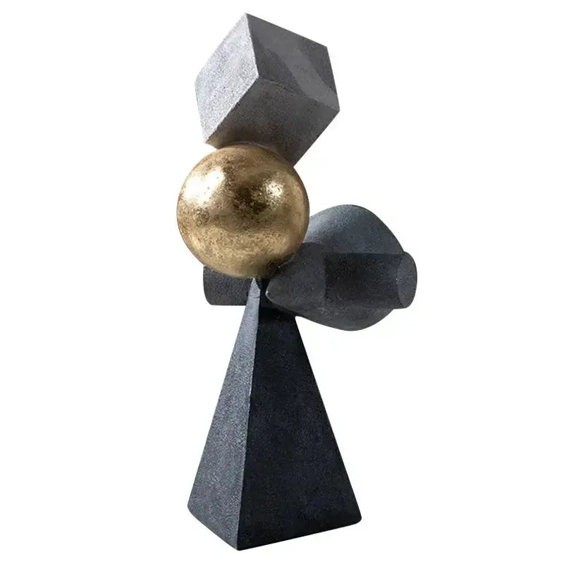Abstract Geometric Sculpture Gold Leaf Accents for Your Living Room by House Of Avana
