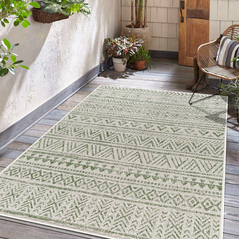 Novato Olive All Over Pattern Performance Outdoor Rug by Boutique Rugs