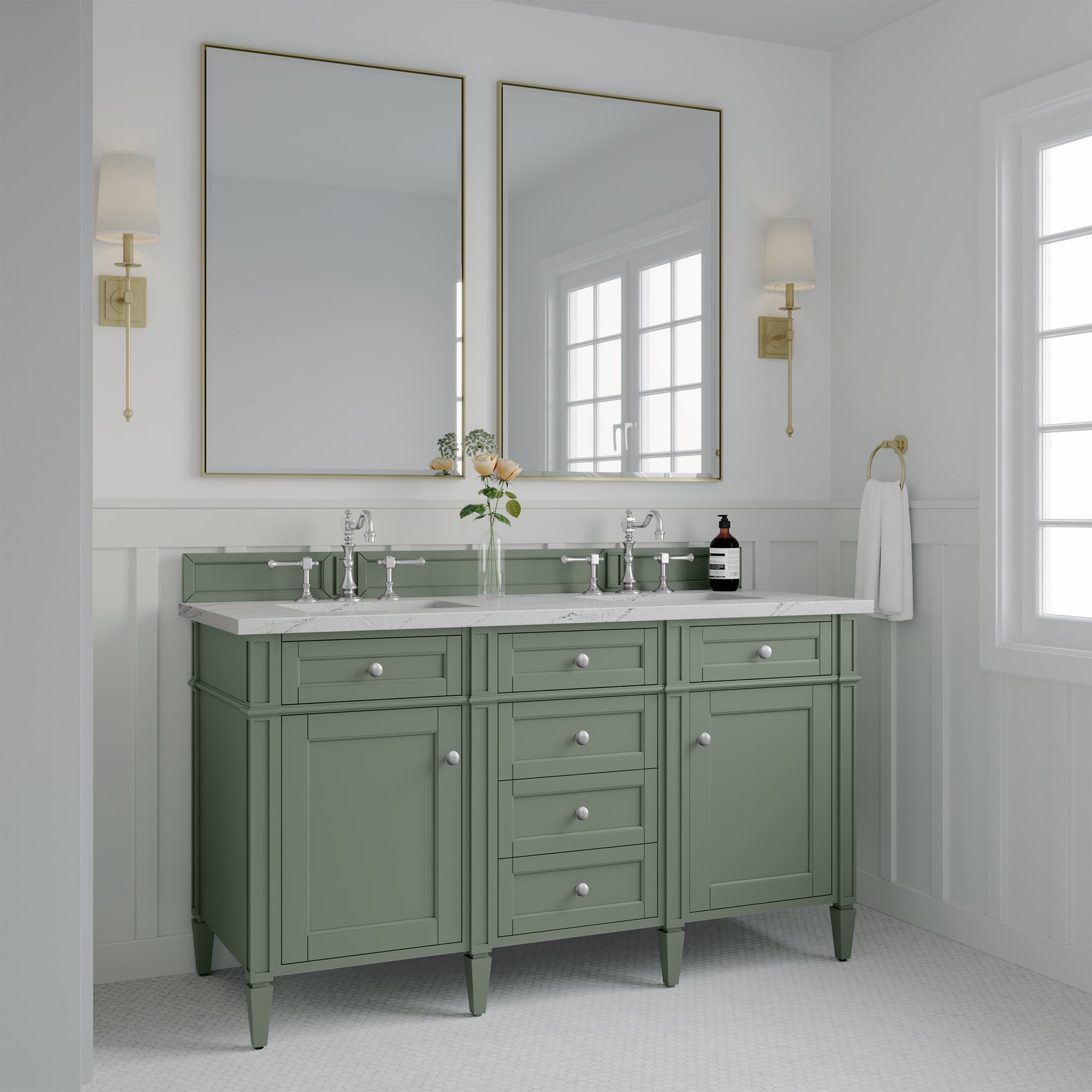 James Martin Brittany 60" Double Bathroom Vanity, Smokey Celadon, view 27