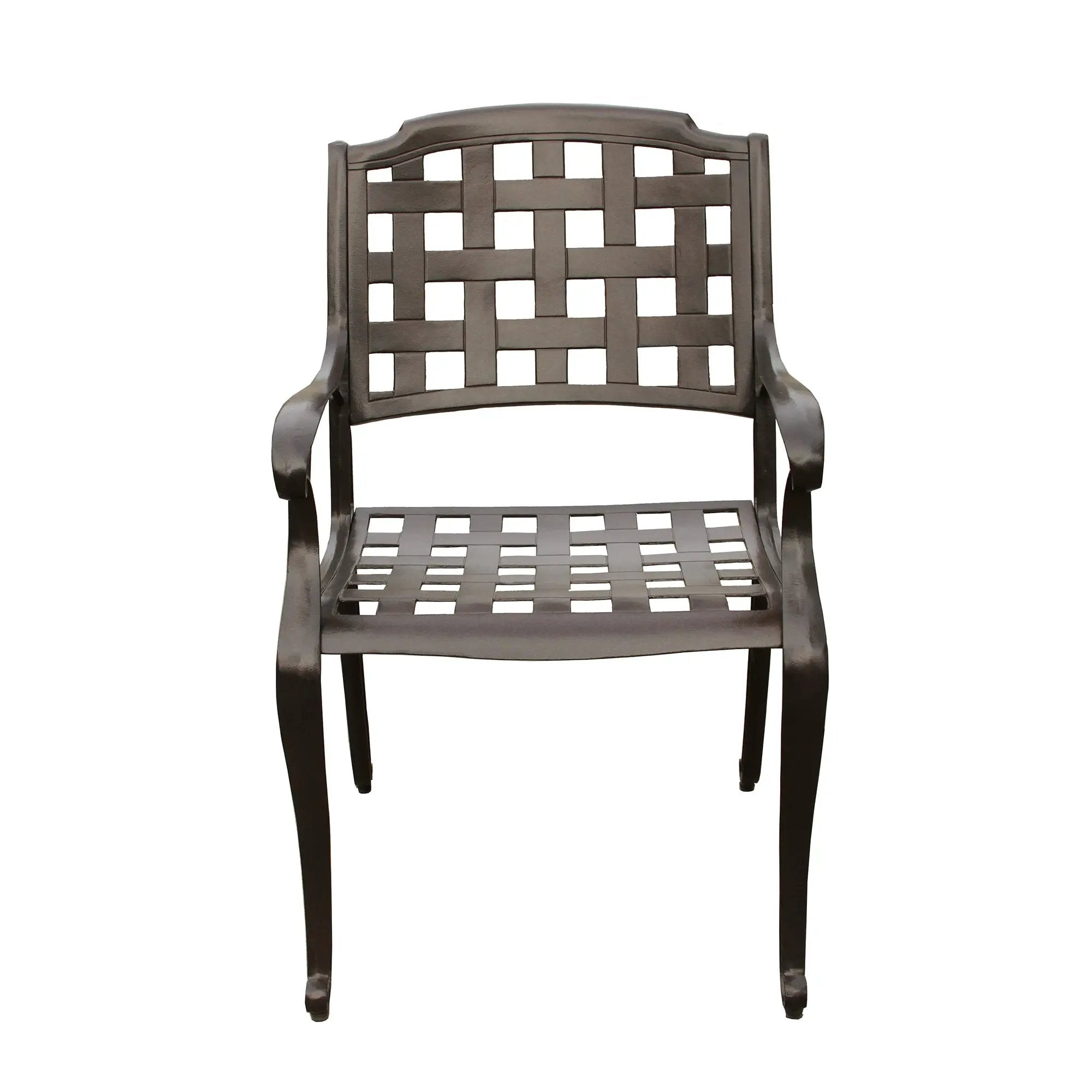Modern Outdoor Mesh Cast Aluminum Patio Dining Chair by Sharicks