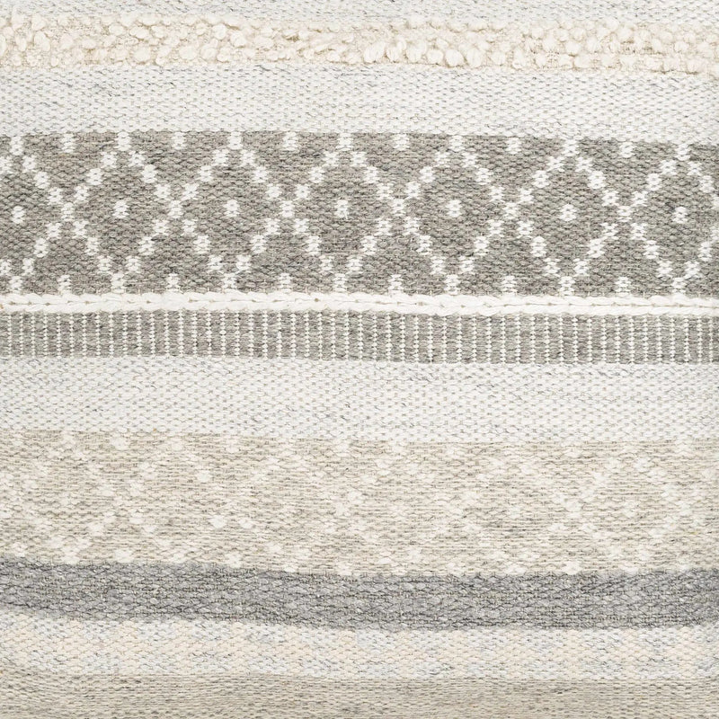 Geyser Woven White Gray Cotton Pouf - Clearance by Boutique Rugs