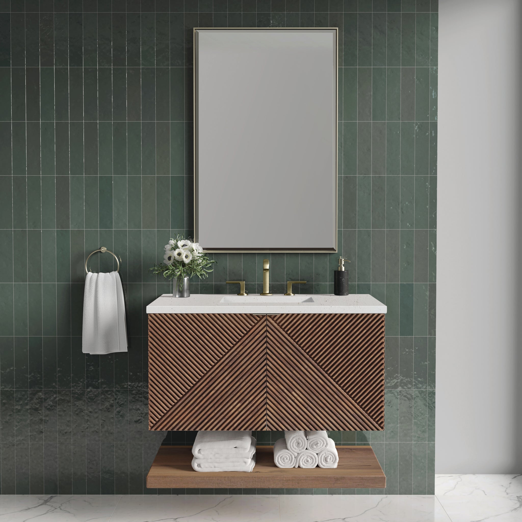 James Martin Marcello 36" Floating Single Bathroom Vanity, Chestnut, view 20