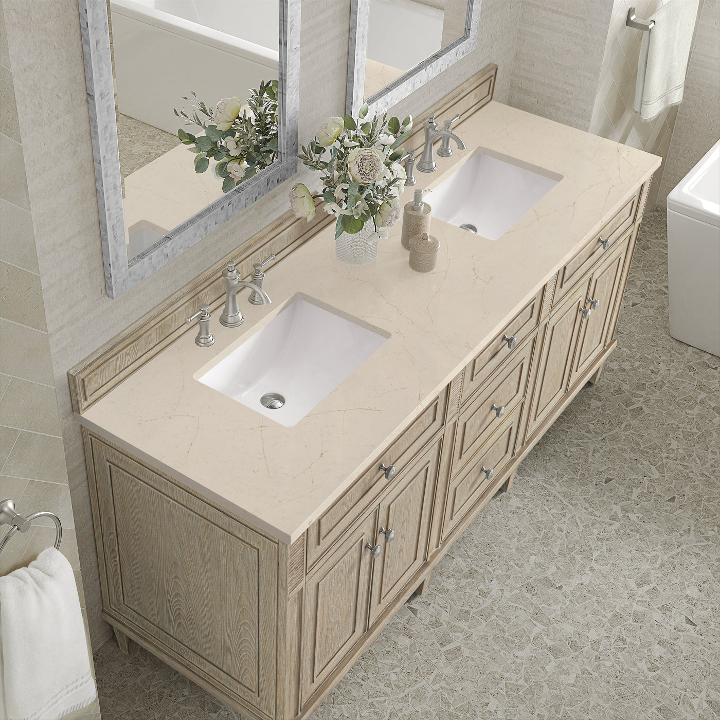 James Martin Lorelai 72" Double Bathroom Vanity, Whitewashed Oak by James Martin