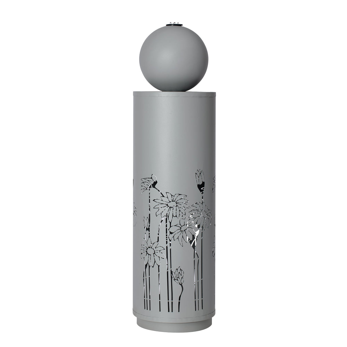 Metal Sphere Water Fountain Outdoor with LED, angled view