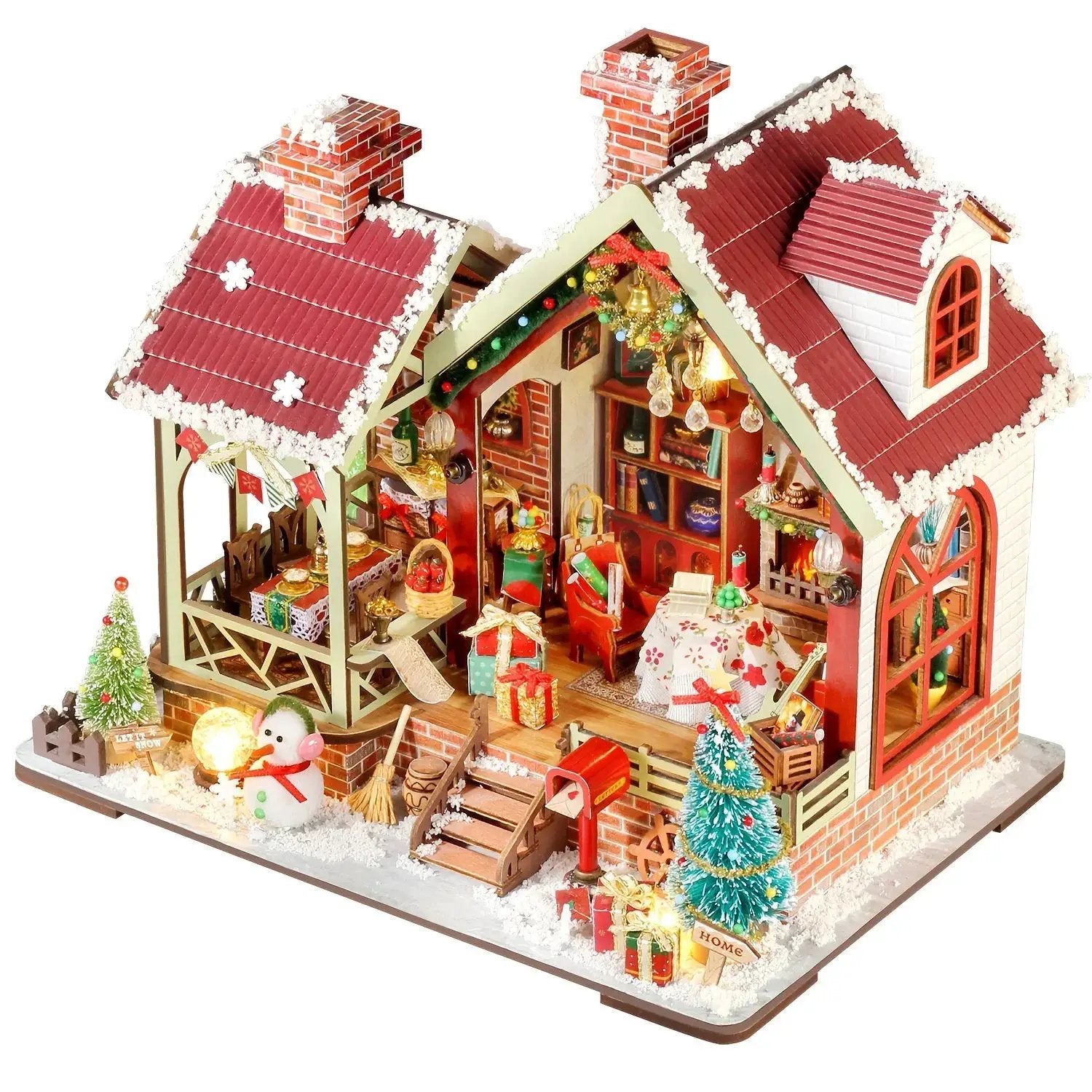 Gingerbread House Christmas Book Nook Kit with Wooden Details by House Of Avana