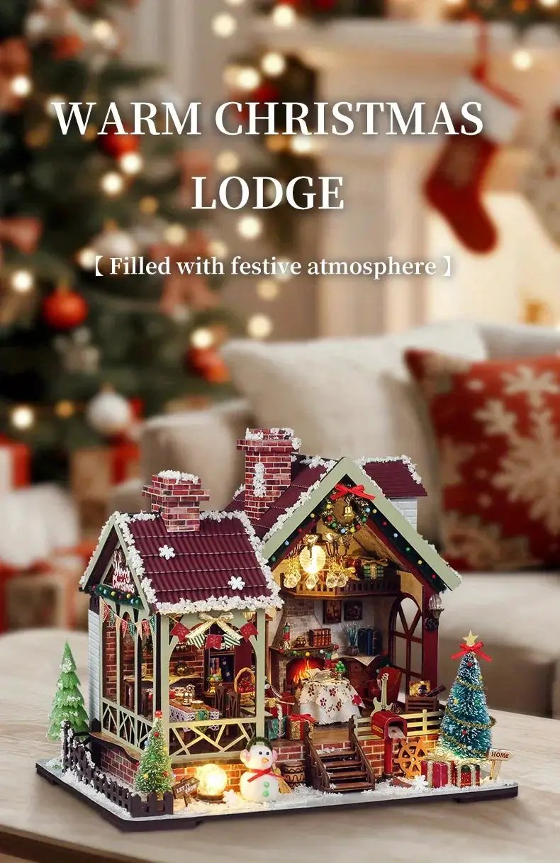 Gingerbread House Christmas Book Nook Kit with Wooden Details by House Of Avana