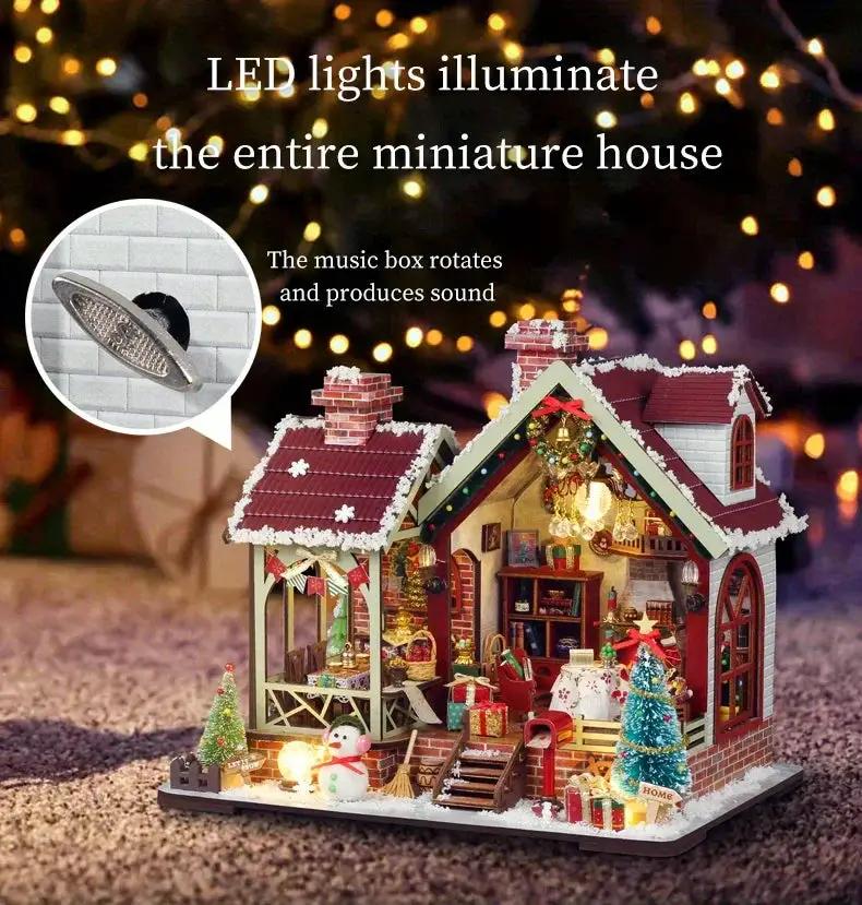 Gingerbread House Christmas Book Nook Kit with Wooden Details by House Of Avana