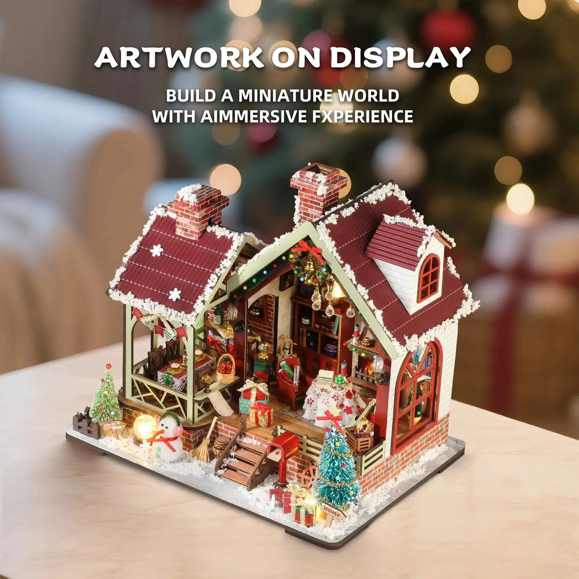 Gingerbread House Christmas Book Nook Kit with Wooden Details by House Of Avana