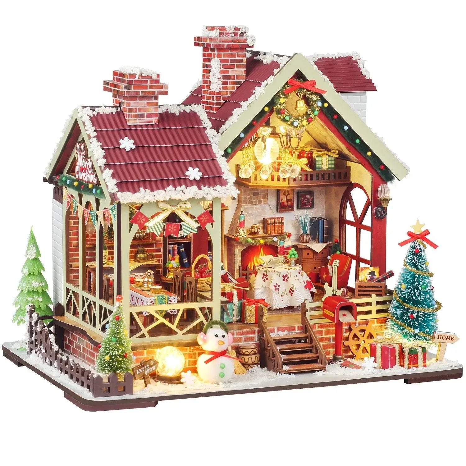 Gingerbread House Christmas Book Nook Kit with Wooden Details by House Of Avana