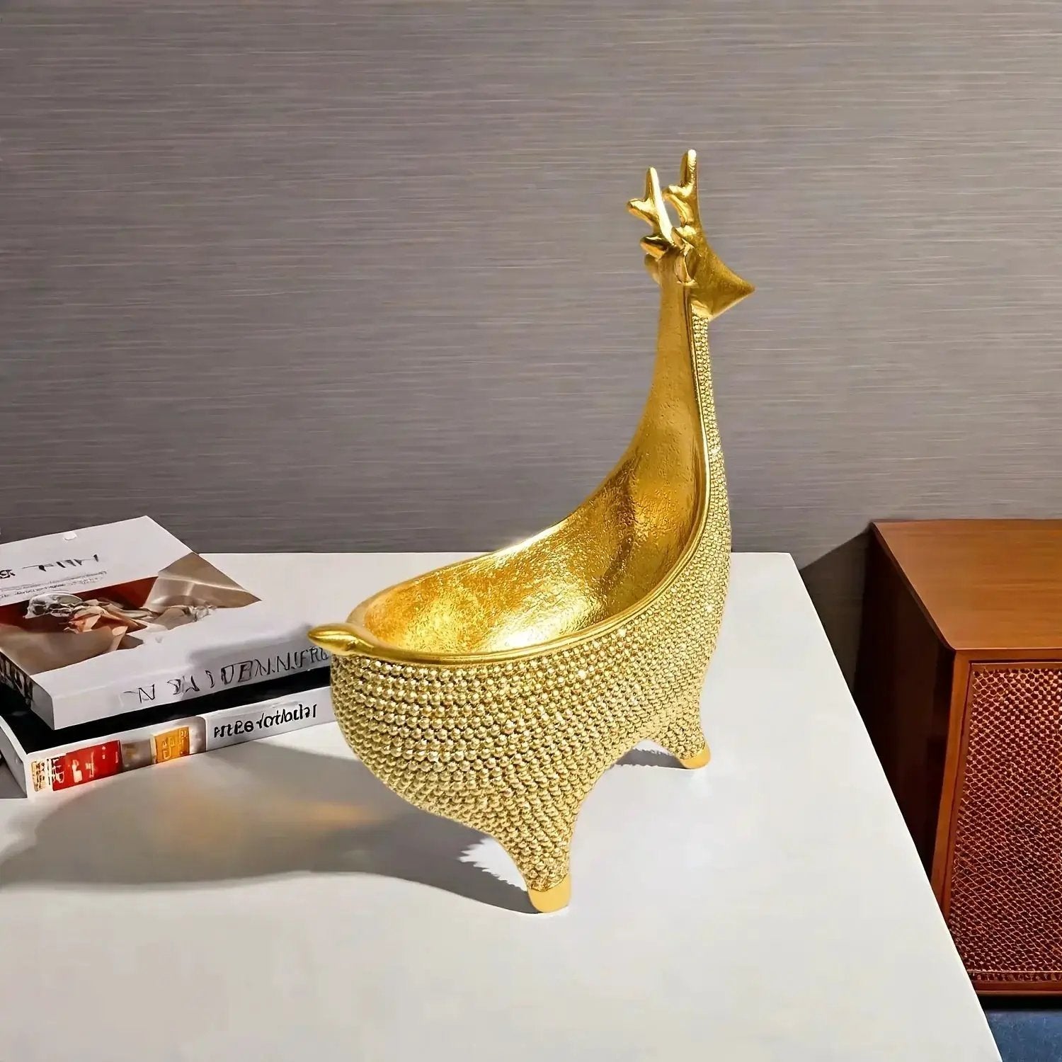 Giraffe Figurine - Ornate Golden Beaded Statue by House Of Avana
