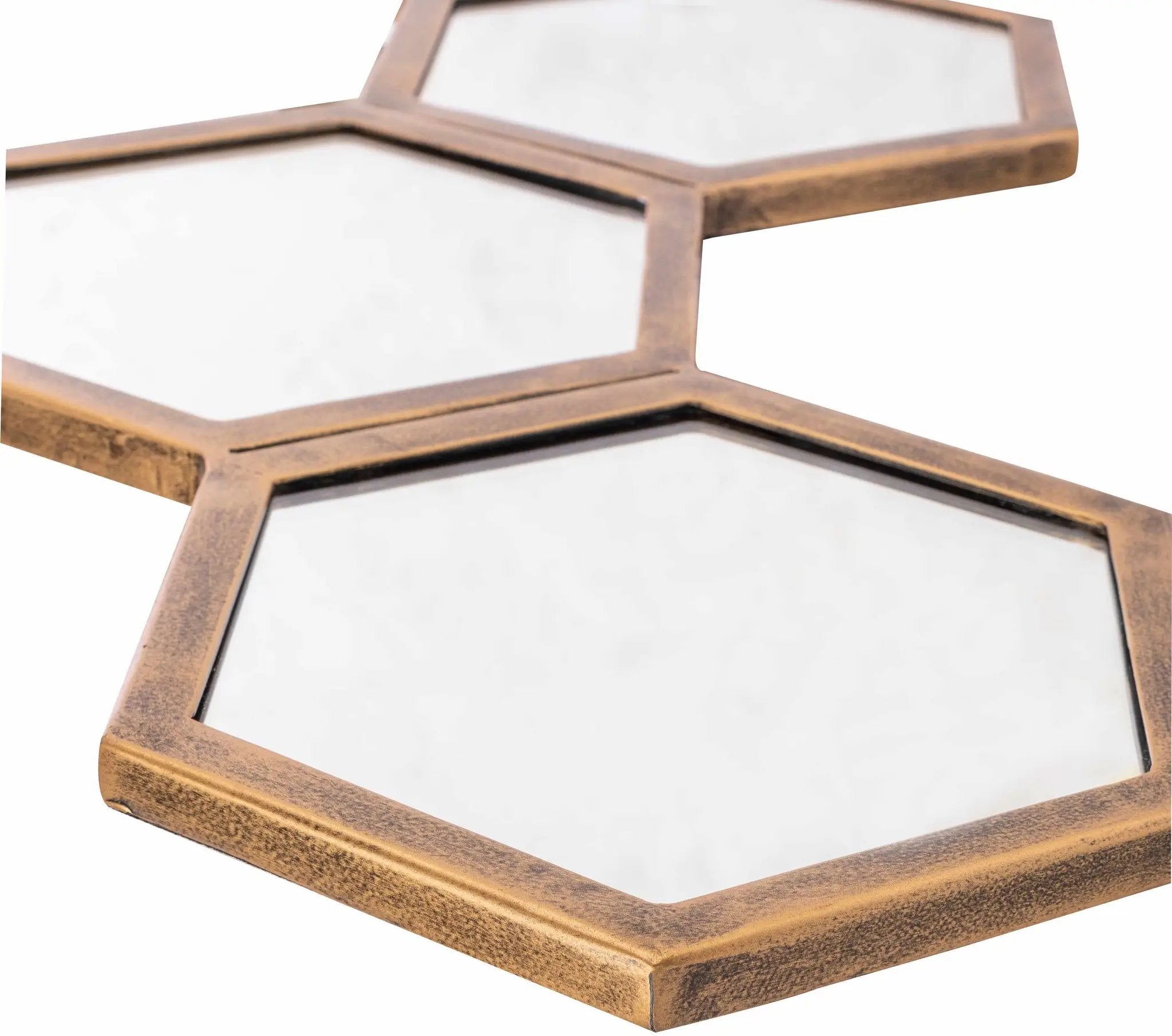Gitagum Rustic Gold Honeycomb Mirror by Boutique Rugs