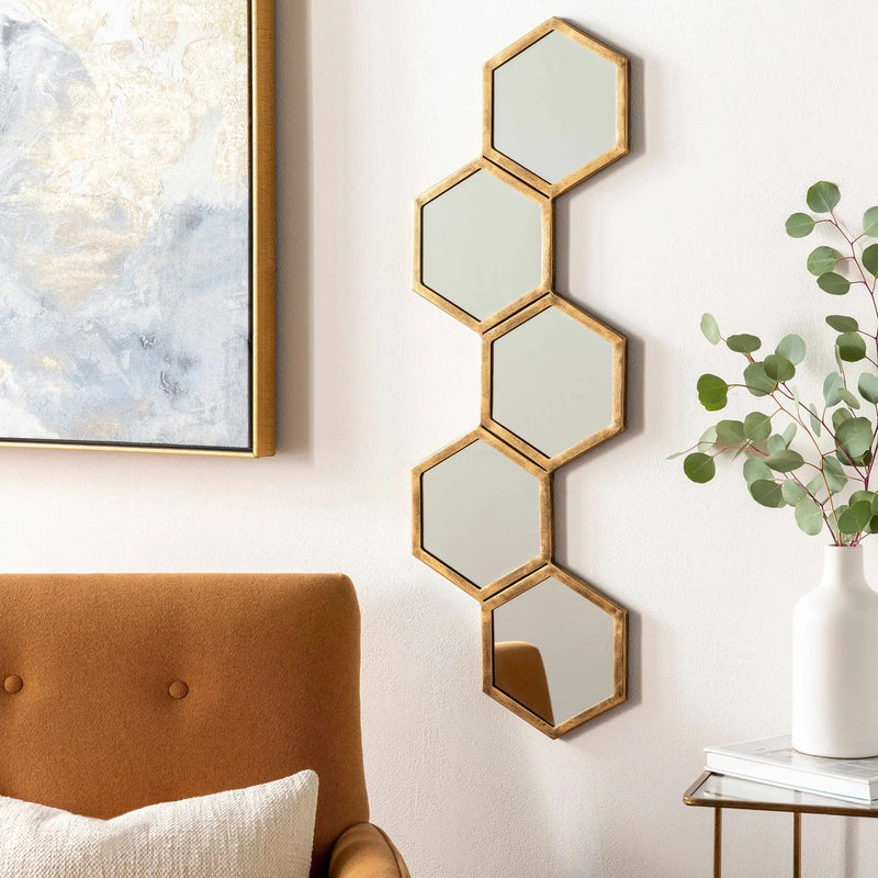 Gitagum Rustic Gold Honeycomb Mirror by Boutique Rugs