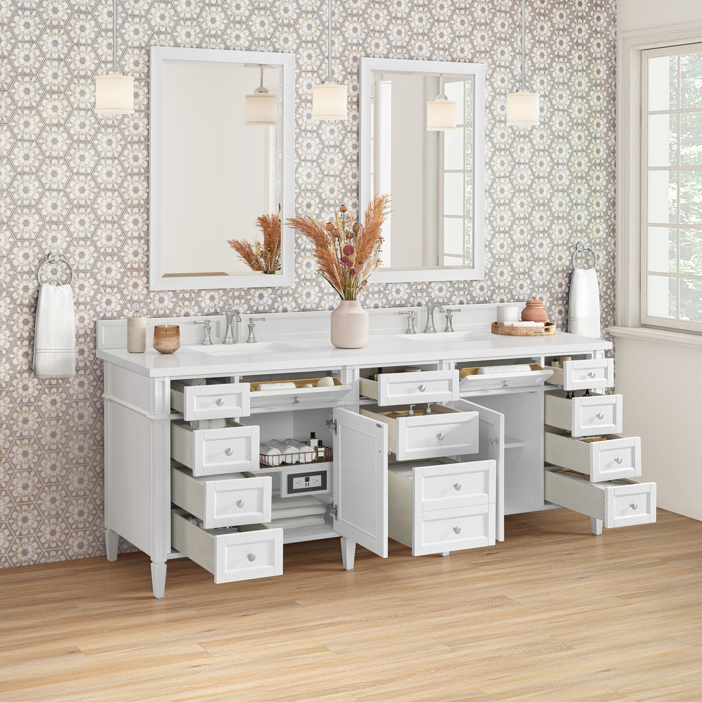 James Martin Brittany 84" Double Bathroom Vanity, Bright White by James Martin