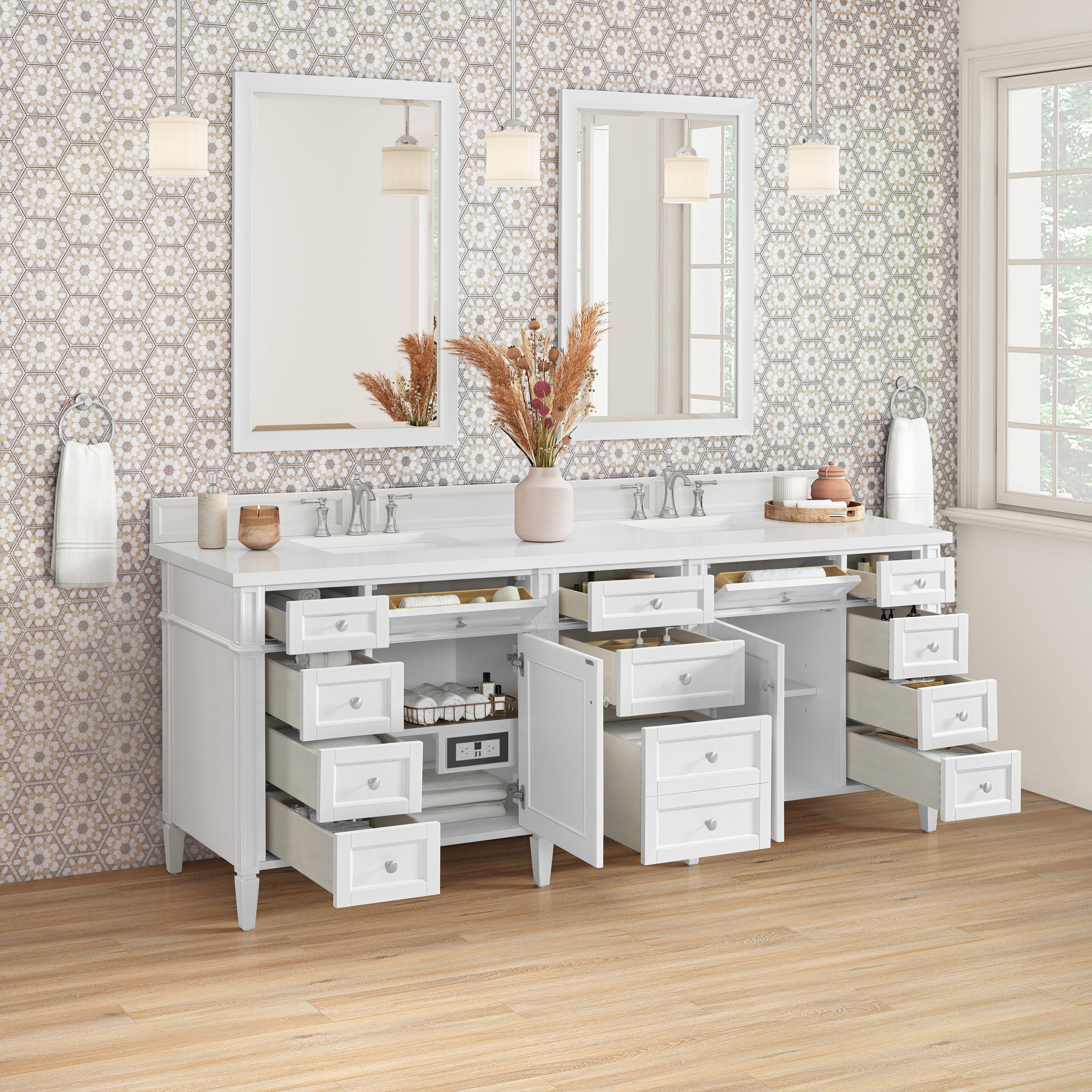 James Martin Brittany 84" Double Bathroom Vanity, Bright White by James Martin