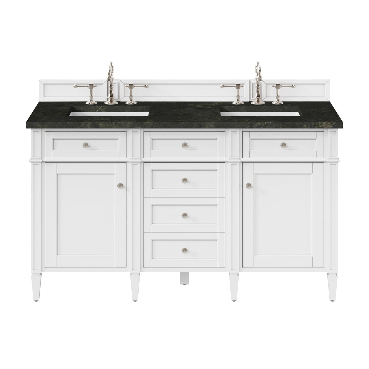 James Martin Brittany 60" Double Bathroom Vanity, Bright White with Phantome countertop