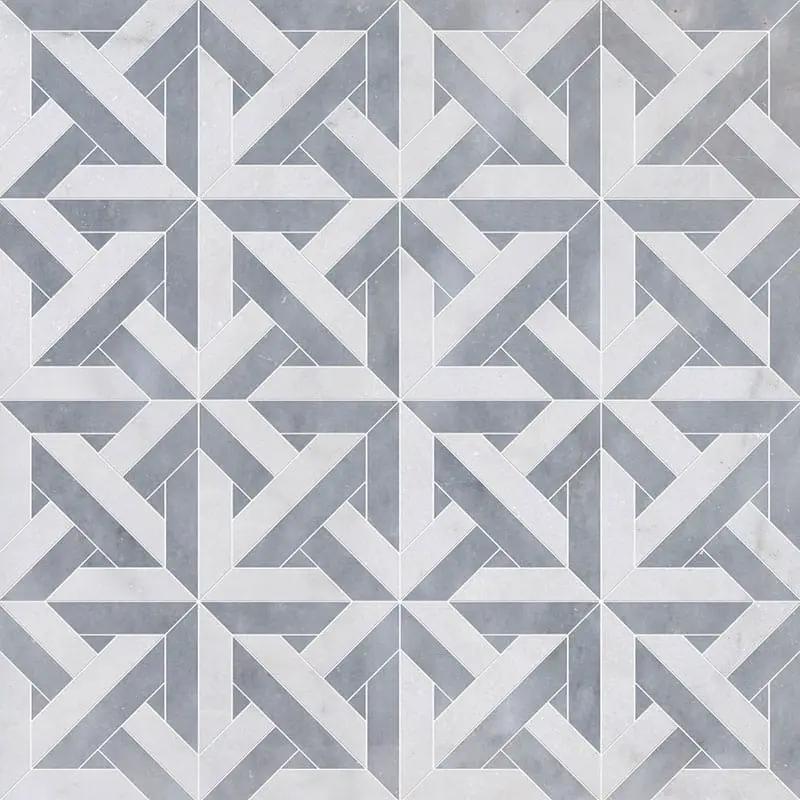 Glacier, Allure Light Multi Finish Marmara Marble Mosaics 9 11/16x9 11/16