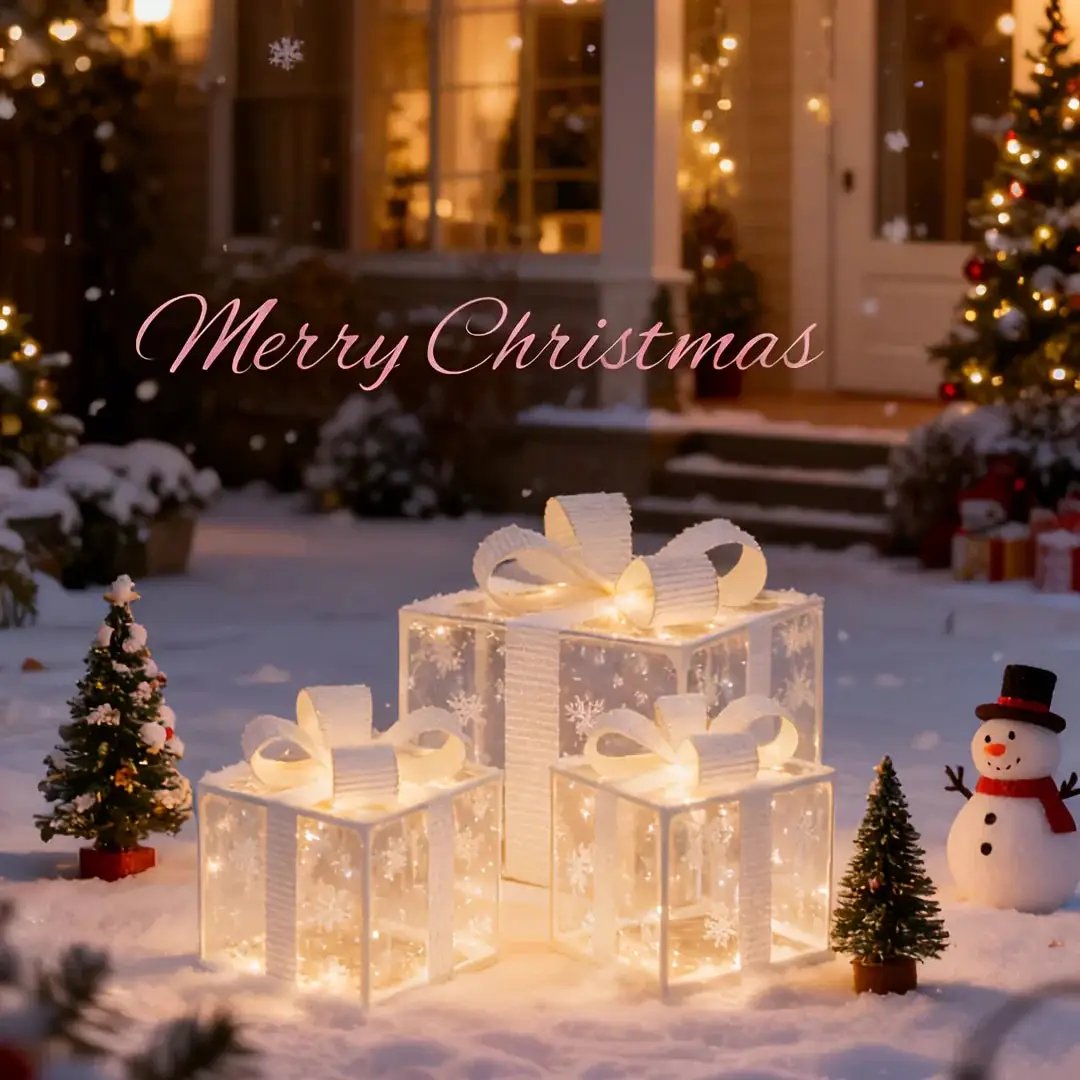 Glass Box Decoration with Warm Glowing Winter Tree Scene by House Of Avana