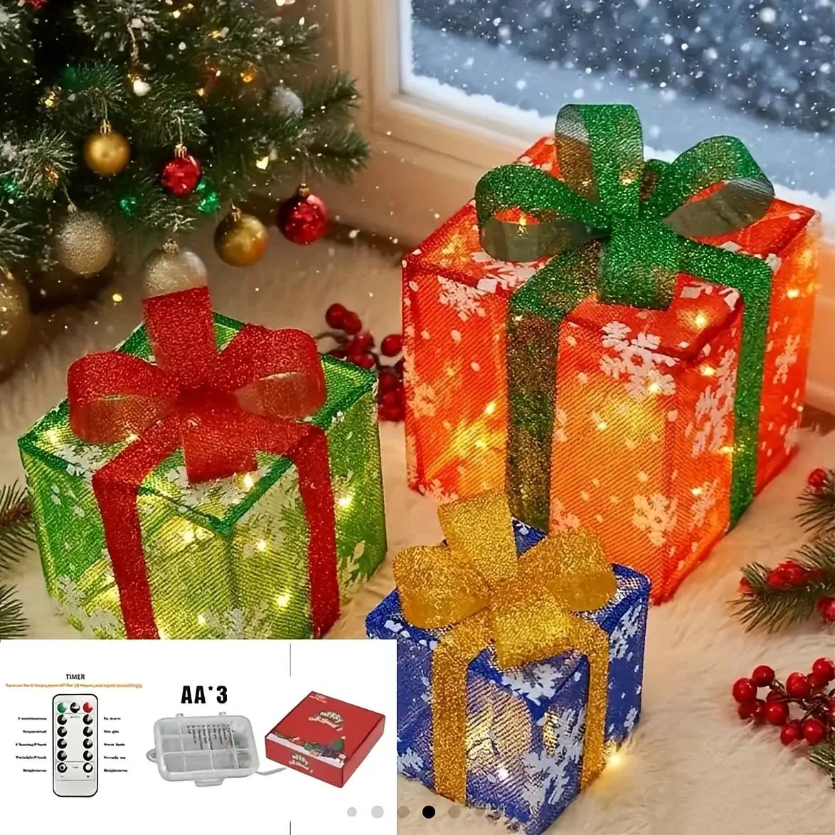 Glass Box Decoration with Warm Glowing Winter Tree Scene by House Of Avana